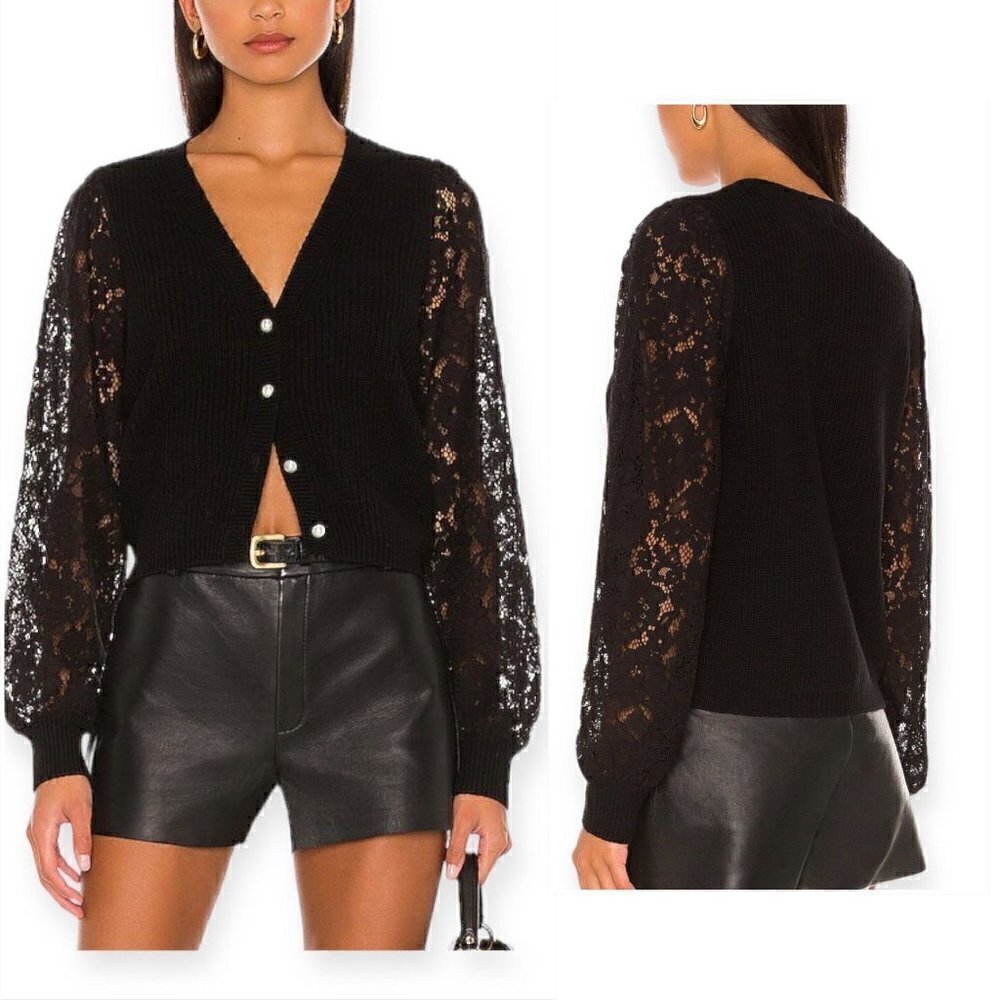 CAMI NYC Black Wool Beth Cardigan, Size S